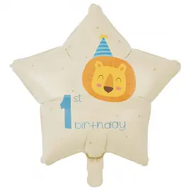 1st Birthday Folieballong Stj&auml;rna Lejon 46 cm