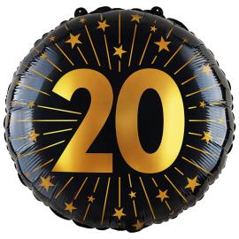 Folieballong med Stjärnor & Siffran 20