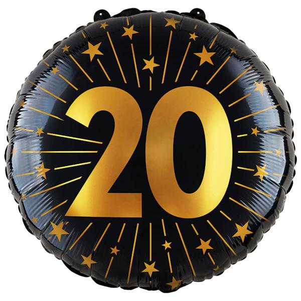 Folieballong med Stjärnor & Siffran 20
