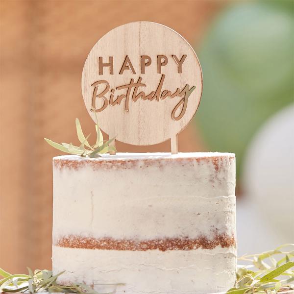 Rund Tårtdekoration Happy Birthday