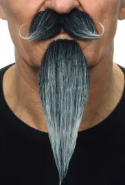 Handlebar and Chin Puff Mustasch Grå