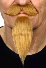 Handlebar and Chin Puff Mustasch Mörkblond