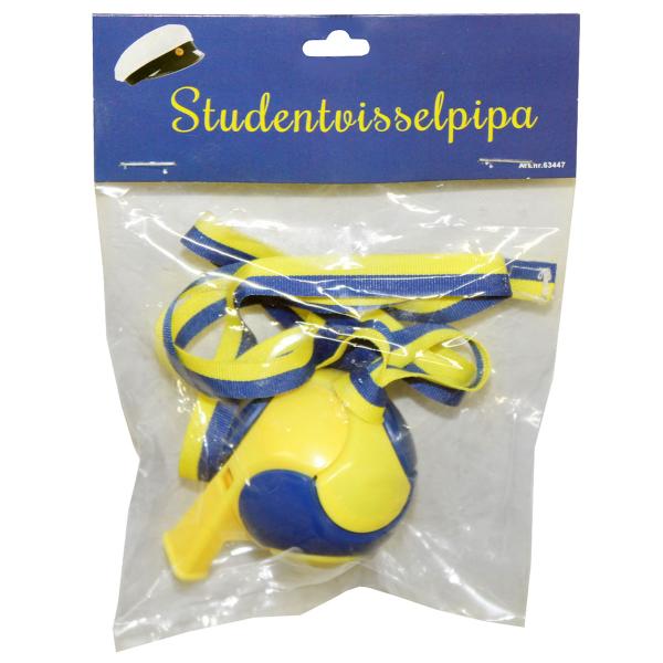 Student Visselpipa Boll Blågul 7 x 4,5 cm