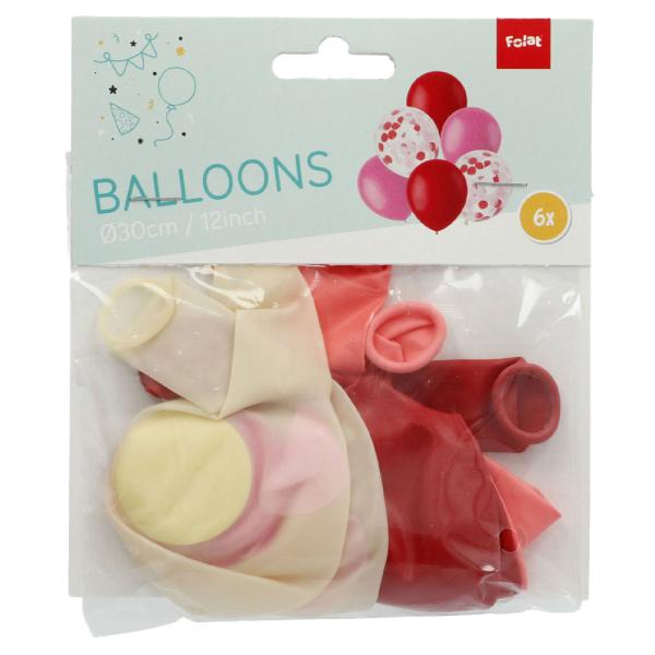 Ballongmix Konfetti Röd & Rosa