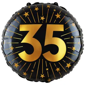 Folieballong med Stj&auml;rnor & Siffran 35
