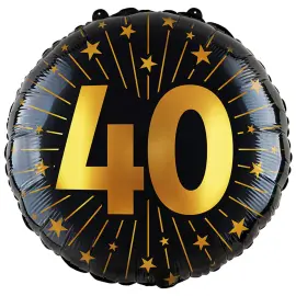 Folieballong med Stj&auml;rnor & Siffran 40