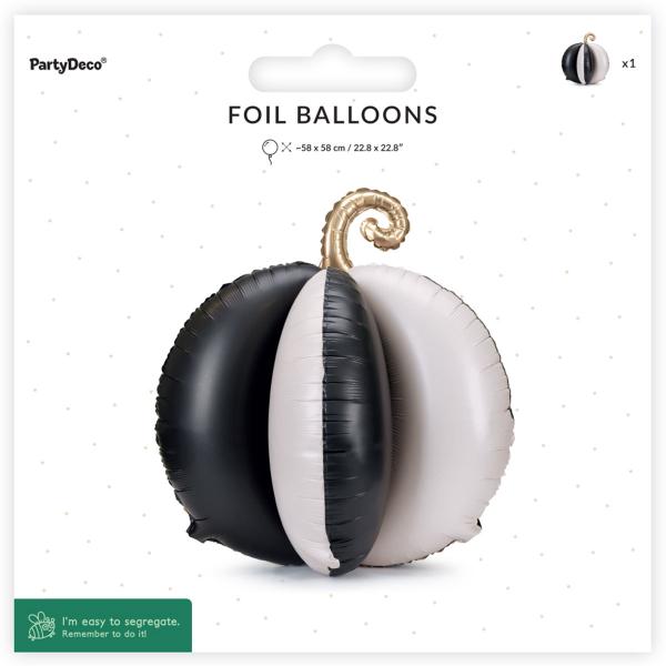 Stående Folieballong 3D Randig Pumpa Svartvit