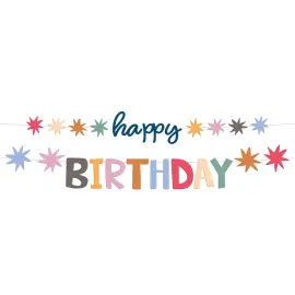 Happy Birthday Bokstavsgirlang med Stjärnor
