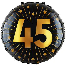 Folieballong med Stj&auml;rnor & Siffran 45