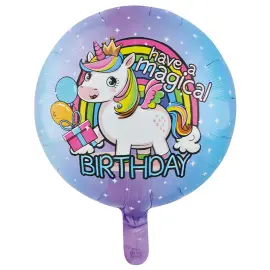 Folieballong Enh&ouml;rning Magical Birthday 46 cm