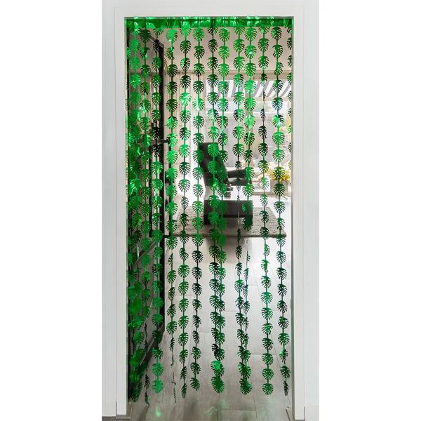 Dörrdraperi Palmblad Metallic Grön