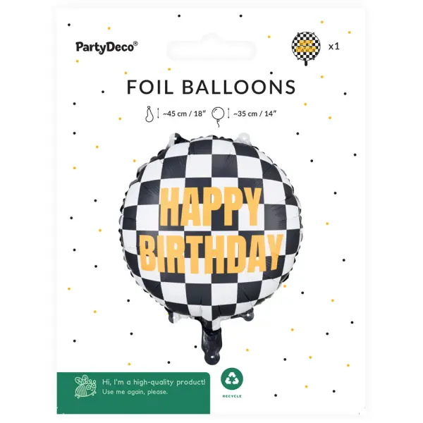 Happy Birthday Folieballong Racing Flagga