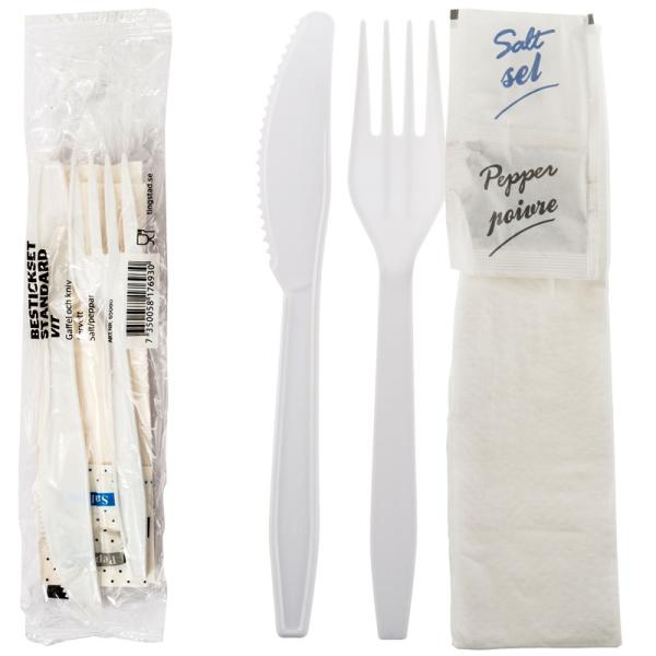 Vit Bestickset Plast