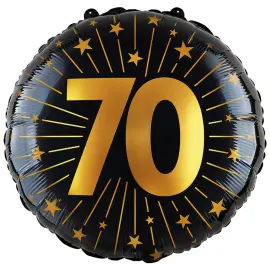 Folieballong med Stj&auml;rnor & Siffran 70