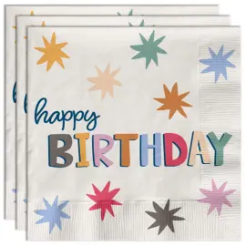 Happy Birthday Pappersservetter med Stjärnor 20-pack