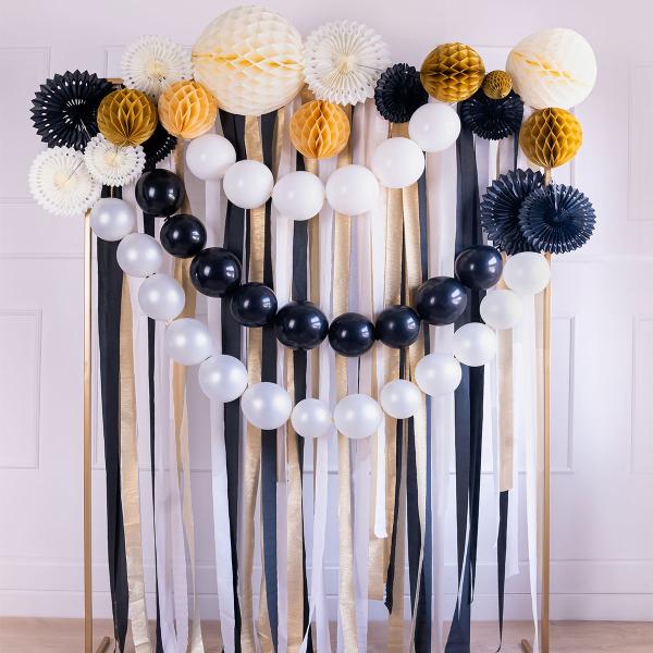 Länkande Ballonger Svart Pastell 20-pack