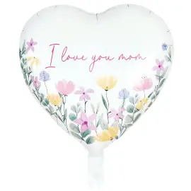 Folieballong Hj&auml;rta I Love You Mom 46 cm