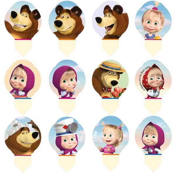 Masha och Björnen Muffinsdekorationer Ätbara