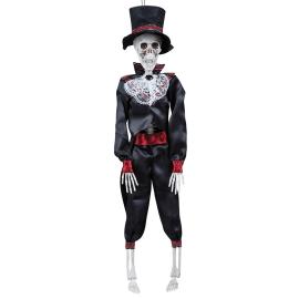 H&auml;ngande Skelett med Dr&auml;kt & Hatt