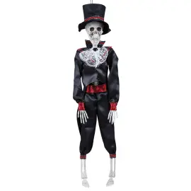 H&auml;ngande Skelett med Dr&auml;kt & Hatt