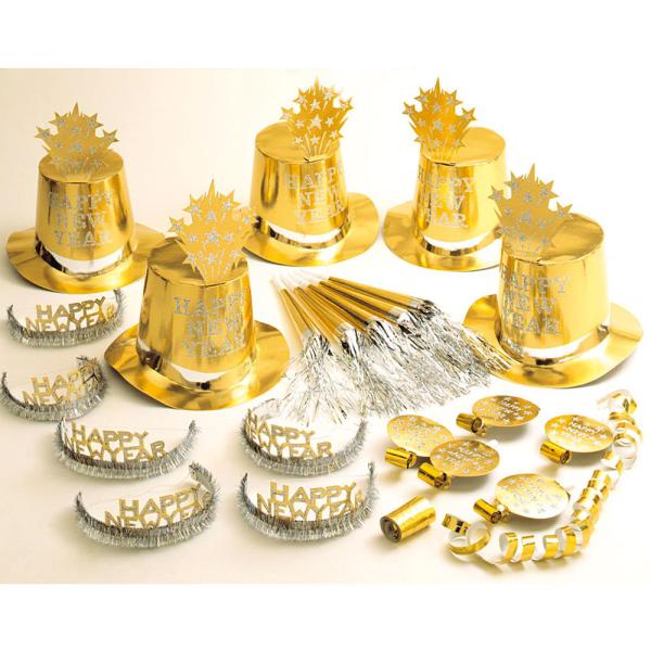 Partykit med Partyhattar Nyår Guld