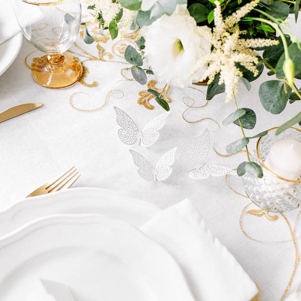 Vitt Organzatyg med Glitter