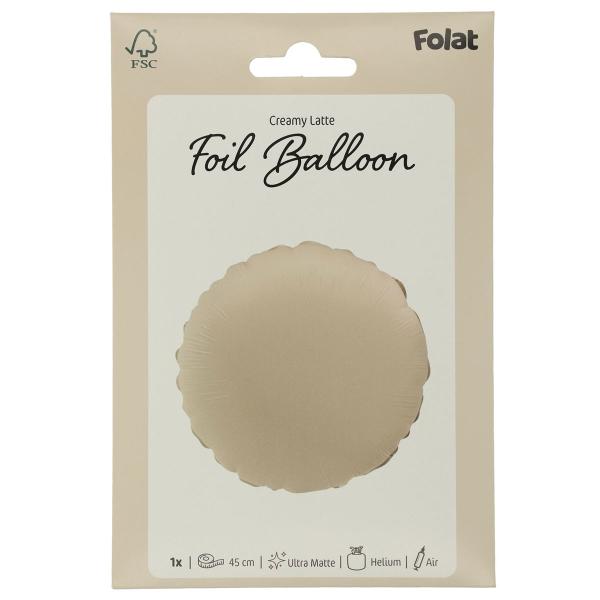 Rund Folieballong Creamy Latte Matt