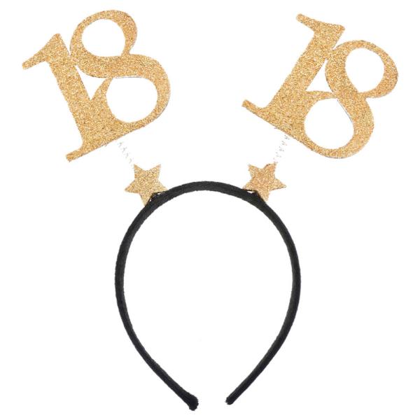 18 Års Diadem Glitter Guld