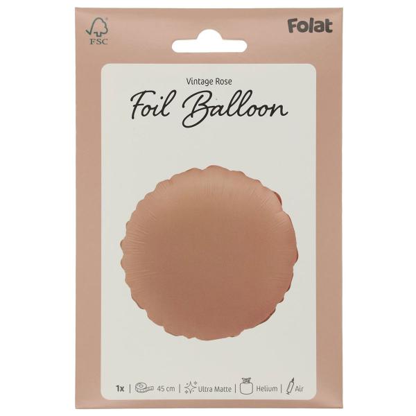 Rund Folieballong Gammalrosa Matt