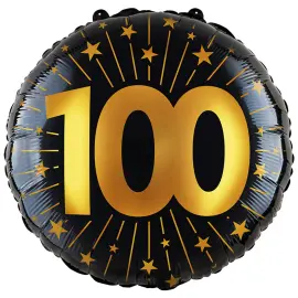 Folieballong med Stj&auml;rnor & Siffran 100