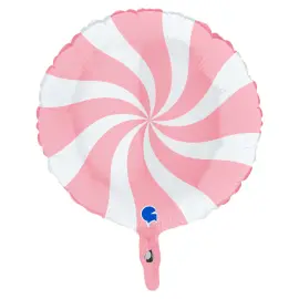 Folieballong Swirly Ljusrosa & Vit