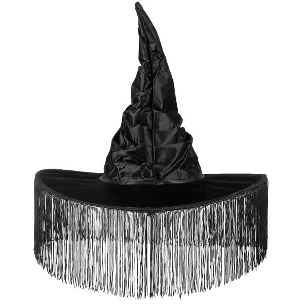 Svart Häxhatt med Fransar