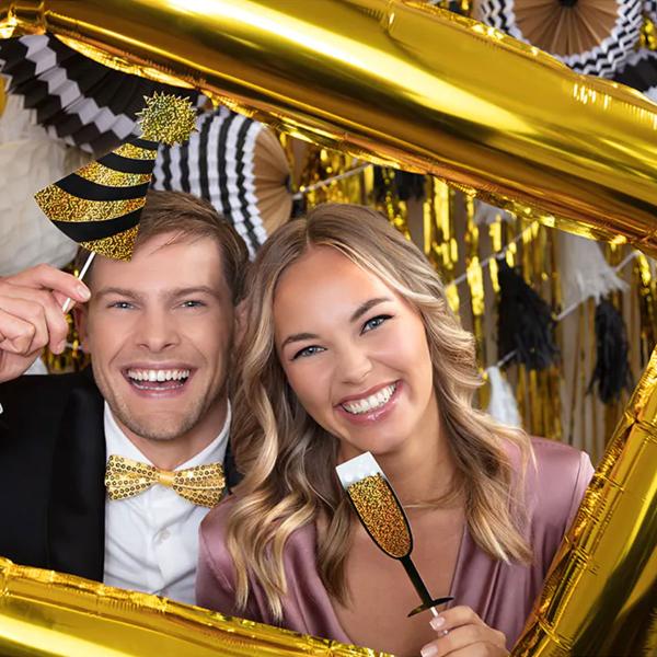 Fotoprops med Ballong Guld/Svart 13-pack