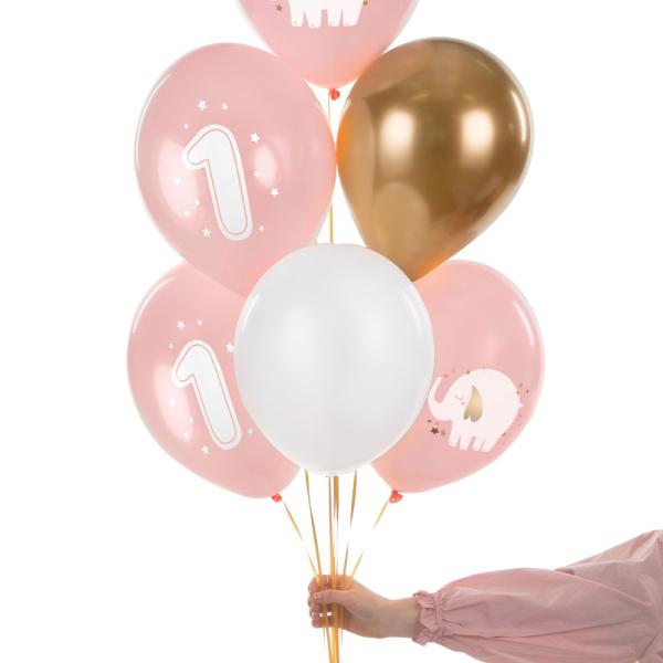 1 års Latexballonger Elefant Ljusrosa Mix