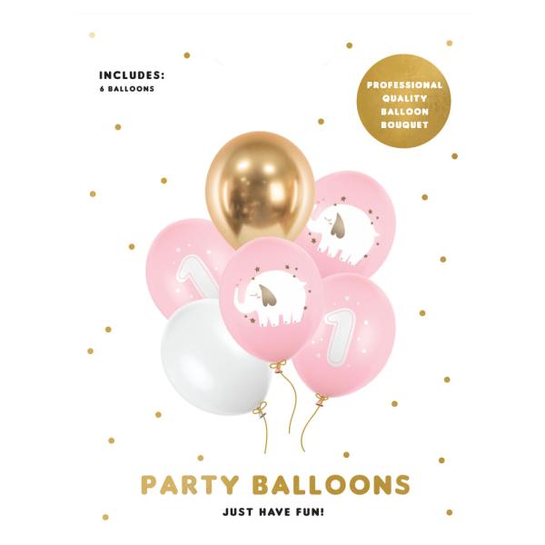 1 års Latexballonger Elefant Ljusrosa Mix