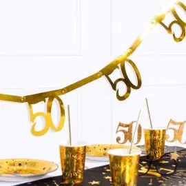 50 års Girlang Metallic Guld