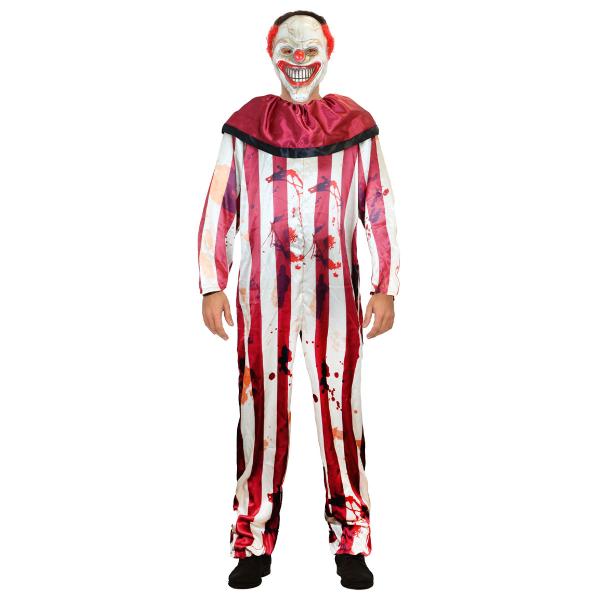 Randig Clowndräkt med Mask