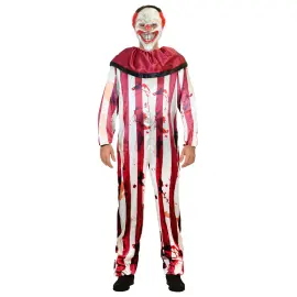 Randig Clowndräkt med Mask