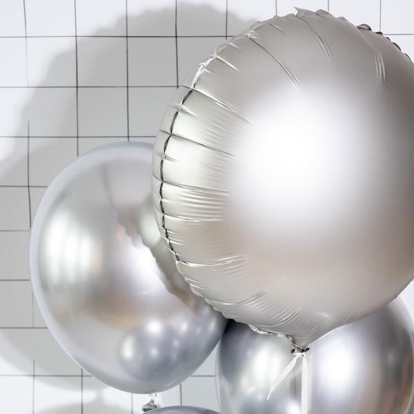 Rund Folieballong Månsilver Matt