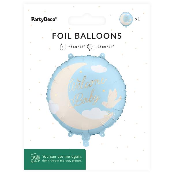Folieballong Welcome Baby Ljusblå Rund 35 cm