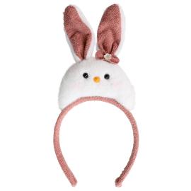 Diadem med Kanin Vit/Gammelrosa