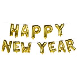 Happy New Year Ballonggirlang Guld 8 m
