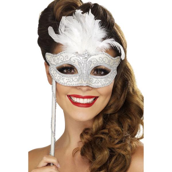 Maskeradmask på Pinne Silver