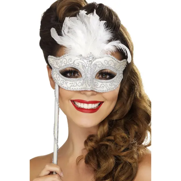 Maskeradmask på Pinne Silver
