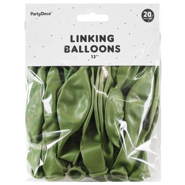 Länkande Latexballonger Olivgrön 20-pack