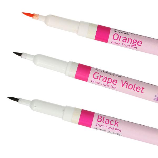Pennor med Ätbar Färg Orange Lila och Svart