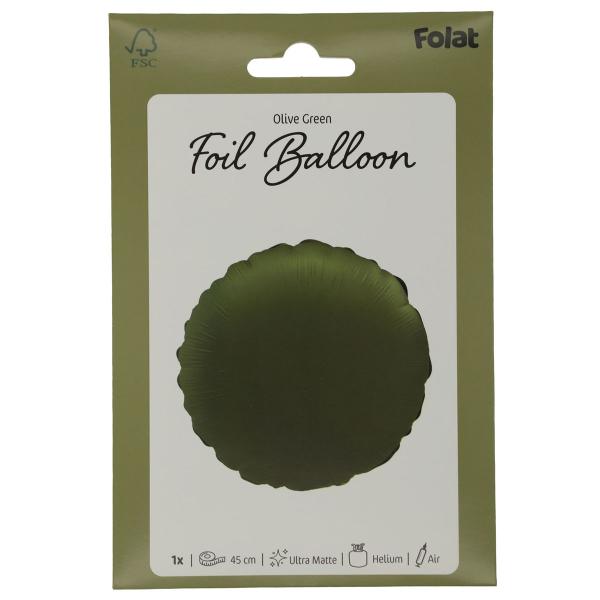 Rund Folieballong Olivgrön Matt