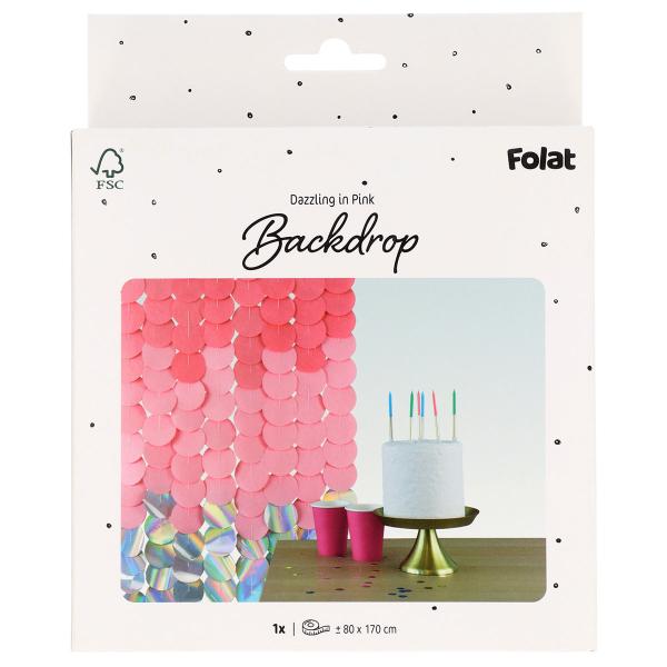 Party Backdrop Rosa/Iriserande 170x80 cm