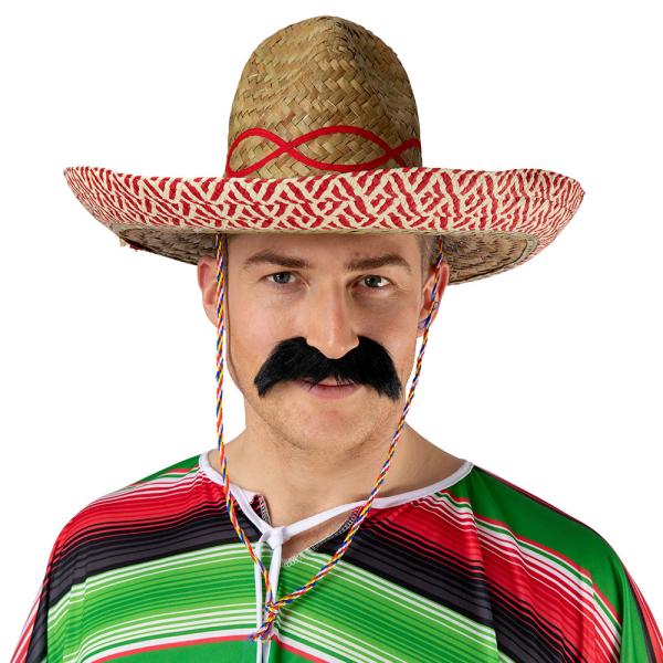 Mexikansk Sombrero Stråhatt Beige/Röd