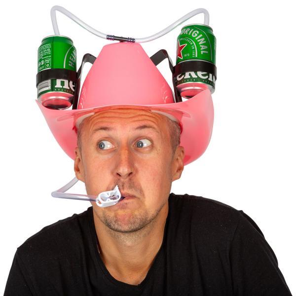 Cowboyhatt Rosa med Dryckeshållare